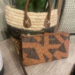Michael Kors double zip wristlet luggage multi